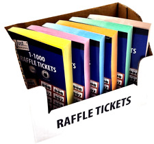 12 Books of 1-1000 Cloakroom Raffle Tombola Draw Tickets Numbered Mixed colours