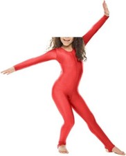 Girls Catsuit -Shiny Long Sleeve stirrup foot catsuit - Dance, Gymnastics