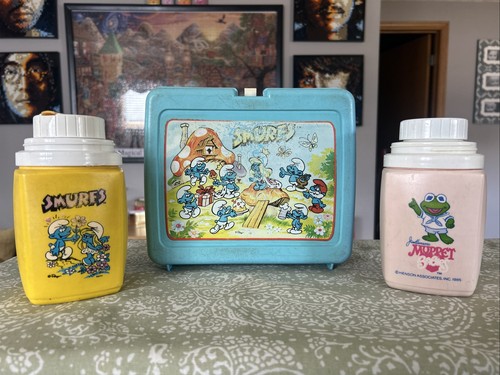 Vintage lunch box smurfs - lunch, blue