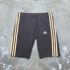 Retro Blue Adidas Cycling Shorts with 3 White Stripe Panelling Size Small