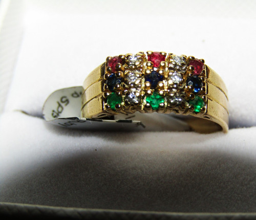 Heavy 18ct gold - 18ct, multi-gemstone