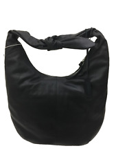 Autograph Women's Hobo Bag Large Black Leather Knotted Strap Pocket Zip New F1