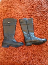 Clarks Ladies Black Leather Boots, Strathmore Tartan Lining Size 5 Width E  VGC