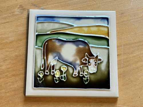 10x10cm cow tile handpainted - 10x10cm,