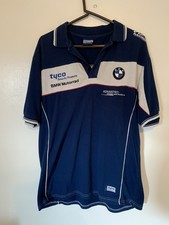 Tyco BMW Team T-Shirt Blue/White Printed Logos, Size Large All Logos VGC Quality