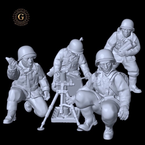 Ww2 60mm mortar crew - ww2, us