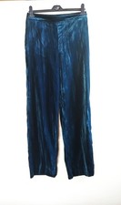 ZARA teal velvet wide leg trousers size S 8 10 leg = 33"