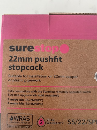 Surestop 22mm pushfit stopcock - pushfit,