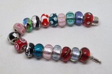 Gorgeous Sterling Silver Rhona Sutton 925 Bracelet with 18 glass 925 charms