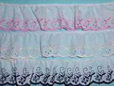 Premium Gathered Broderie Lace Trim 2.75"/7cm Colour Choice  PER METRE