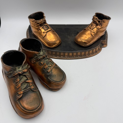 Vintage bronzed baby shoes - vintage,