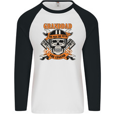 Biker Grandad the Man Myth Legend Funny Mens L/S Baseball T-Shirt