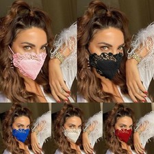 Women sequin pearl Lace Applique Reusable face mask party weeding Funarel gifts 