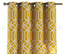 DEKORIA Ochre & White Geometric Eyelet Curtains - 46" x 102" Adjustable Length