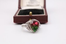 Silver multi coloured stone set ring