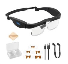 eSynic Rechargeable Headband Magnifier Hands Free Head Magnifying Glasses With 