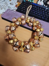 JINGLE BELLS CHRISTMAS WREATH METAL - COPPER AND GOLD COLOUR - 7 INCHES