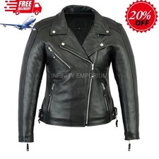 Leather Jacket For Women Genuine Biker Motorcycle Soft Lambskin Jacket Black