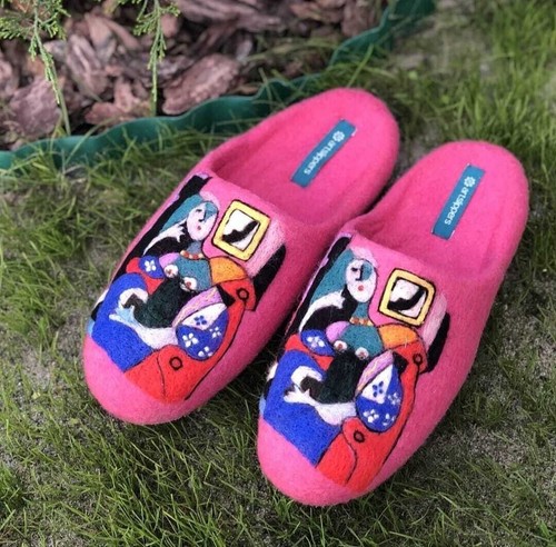 Art kyrgyz felt slippers - art,