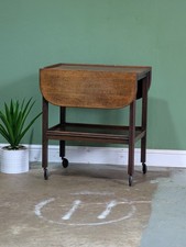 Vintage Oak Tea Drop Leaf Trolley Table Drinks Cocktail Retro Mid Century Wheels
