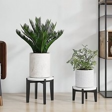 White Round Plant Stand Pot