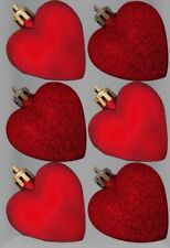 HEART GLITTER MATTE BAUBLES CHRISTMAS TREE DECORATION ICICLES BAUBLE DROPLETS