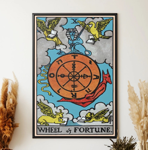 Wheel fortune tarot card - wheel,