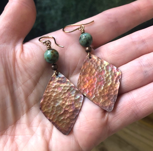 Dangly hammered copper - dangly,