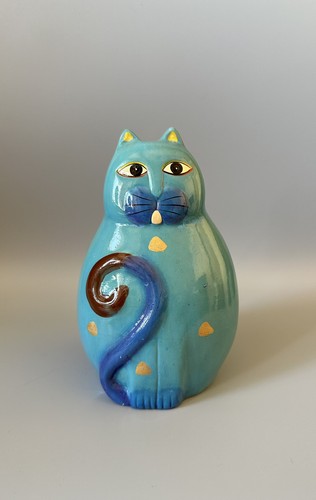 Vintage ceramic cat figurine - vintage,
