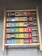 Wooden Abacus Alphabet Blocks