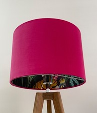 Lampshade Hot Pink Velvet Aubergine Wonderland Jungle Leaves Drum Light Shade