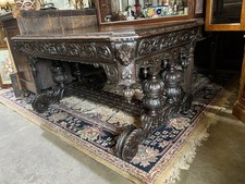 19th Century Green Man Heavily Carved Oak Hall or Centre Table 1870s Gothic Lion