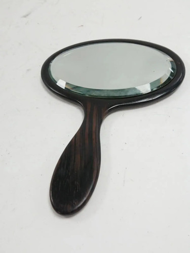 Vintage wooden hand mirror - hand,