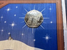 Christmas 50p Gibraltar 1989 die AA in xmas card. Pobjoy Mint. Choir Boy. BU.