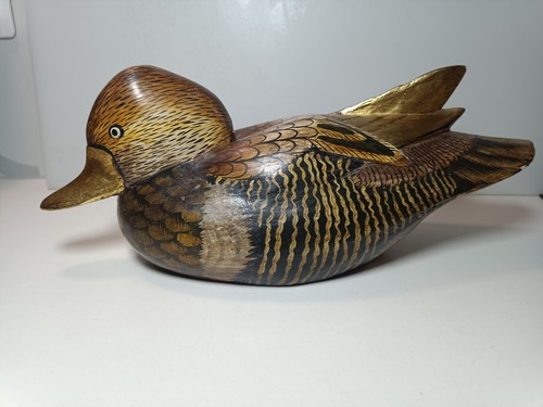 Wooden decorative carved duck - decorative,
