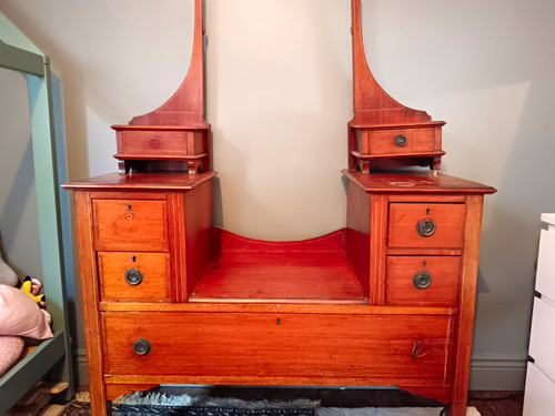 Antique dark oak wood dresser - antique,