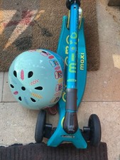 Micro Maxi Deluxe Foldable Scooter Sea Green With Helmet Age 5-12 Yrs