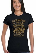 Death Machine - Womens Biker T-Shirt Motorbike Motorcycle Bike Indian
