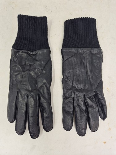 Police black leather gloves - leather,