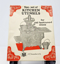 Cast Iron Miniature Toy 5 piece Old Stove Chadwick Kitchen New Taiwan Vintage