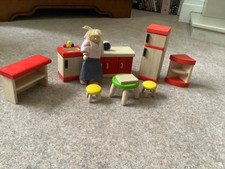 Pintoy (John Crane) dolls house full kitchen with Figure