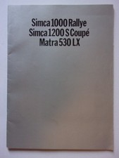 MATRA 530LX SIMCA 1000 RALLYE & 1200S COUPE orig 1970 Dutch Mkt Sales Brochure