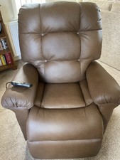 Mocha WiseLift EnduraLux Leather Electric Heated Massage, Reclining-Riser Chair 