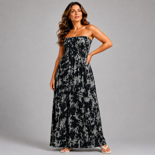 Black tie dye strapless - black,