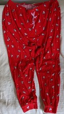 Ladies Christmas PJ Trousers Bottoms size L Red Piglets in Blankets