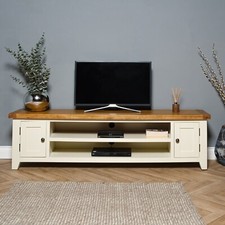 Elm Home And Garden Oak Painted White Cream Large Wide Screen Tv Media Unit 180c
