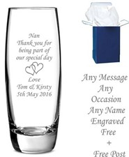 Personalised Engraved Round Vase Birthday Wedding Anniversary Gift Bridesmaid
