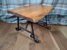 Rustic Log Side Lamp Table With Cast Iron Legs