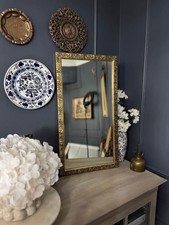 Vintage Gold Wooden Framed Small Mirror with Hanging Hook - Gallery Wall Mirror