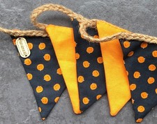 Halloween Autumn Fall  handmade fabric mini bunting hanging garland - various